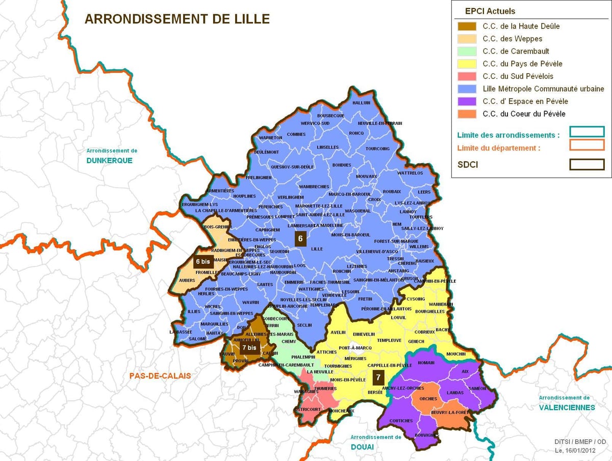ramani ya Lille arrondissement