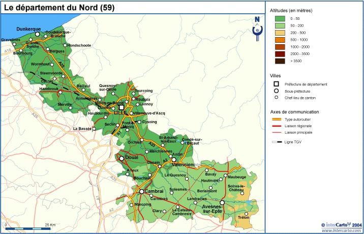 topographic ramani ya Lille